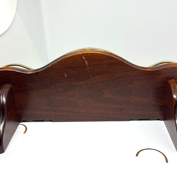 Vintage  Homco MCM Wood Wall Shelves Gold Tone Railings - Picture 11 of 12